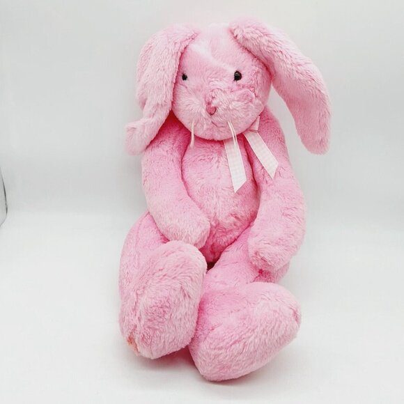 Bunnies by the Bay Pink Bunny Rabbit 18" Plush Gingham Ribbon Bow 2004 - Picture 1 of 7